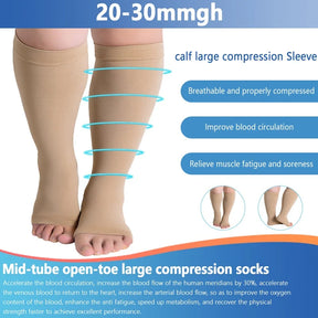 Compression stockings for blood circulation that relieve pain, varicose veins and fatigue.