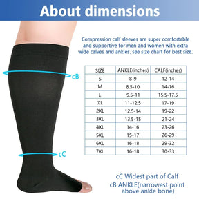 Compression stockings for blood circulation that relieve pain, varicose veins and fatigue.